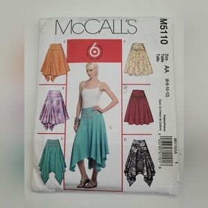 ✨4/$20✨ McCall's M5110 Skirt Sewing Pattern Uncut Size 6-12 DIY Supplies